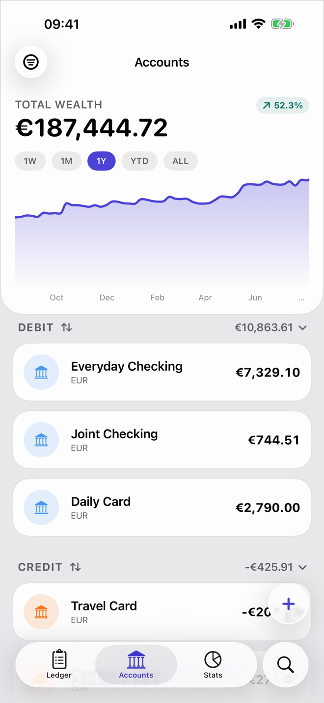 Dribs accounts screen